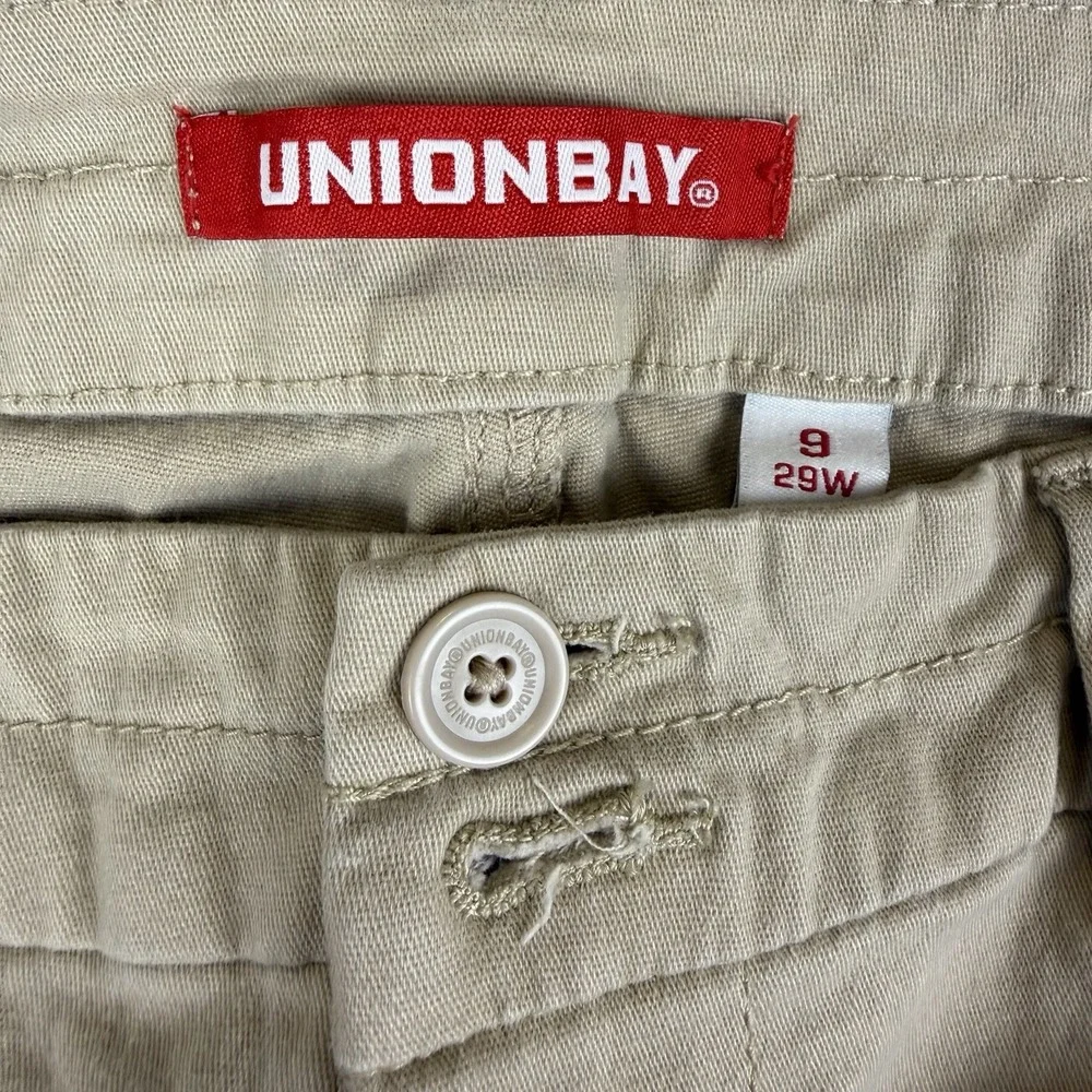 Unionbay Khaki Y2K Flare Pants Size 9 29W Low Rise Chino Bootcut Vintage Cotton